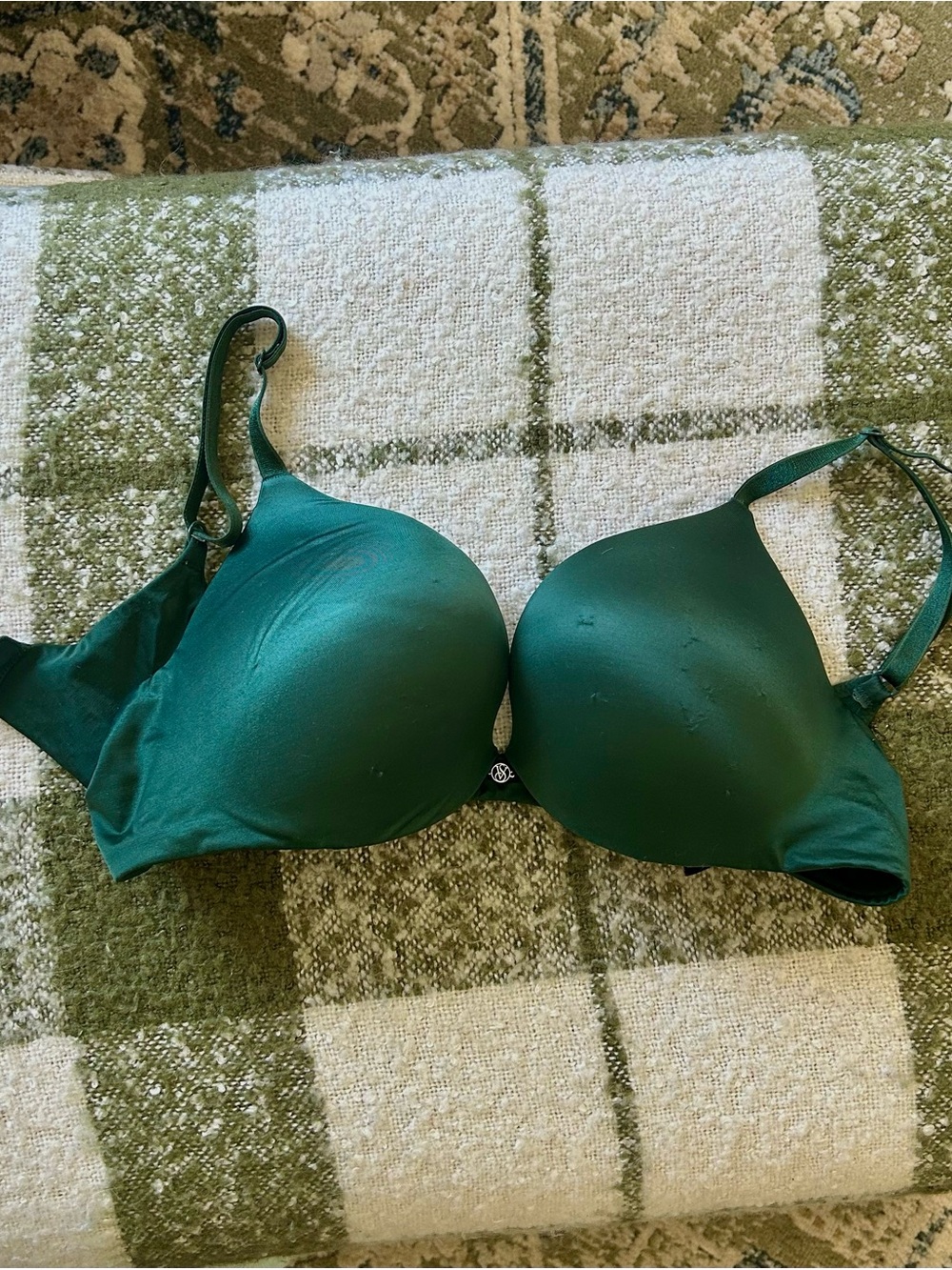 Victoria’s Secret So Obsessed emerald green satin push up bra
